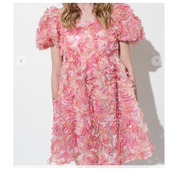 33 Most Fabulous 3D Flower Puff Sleeve Dress - Picture 6 of 6
